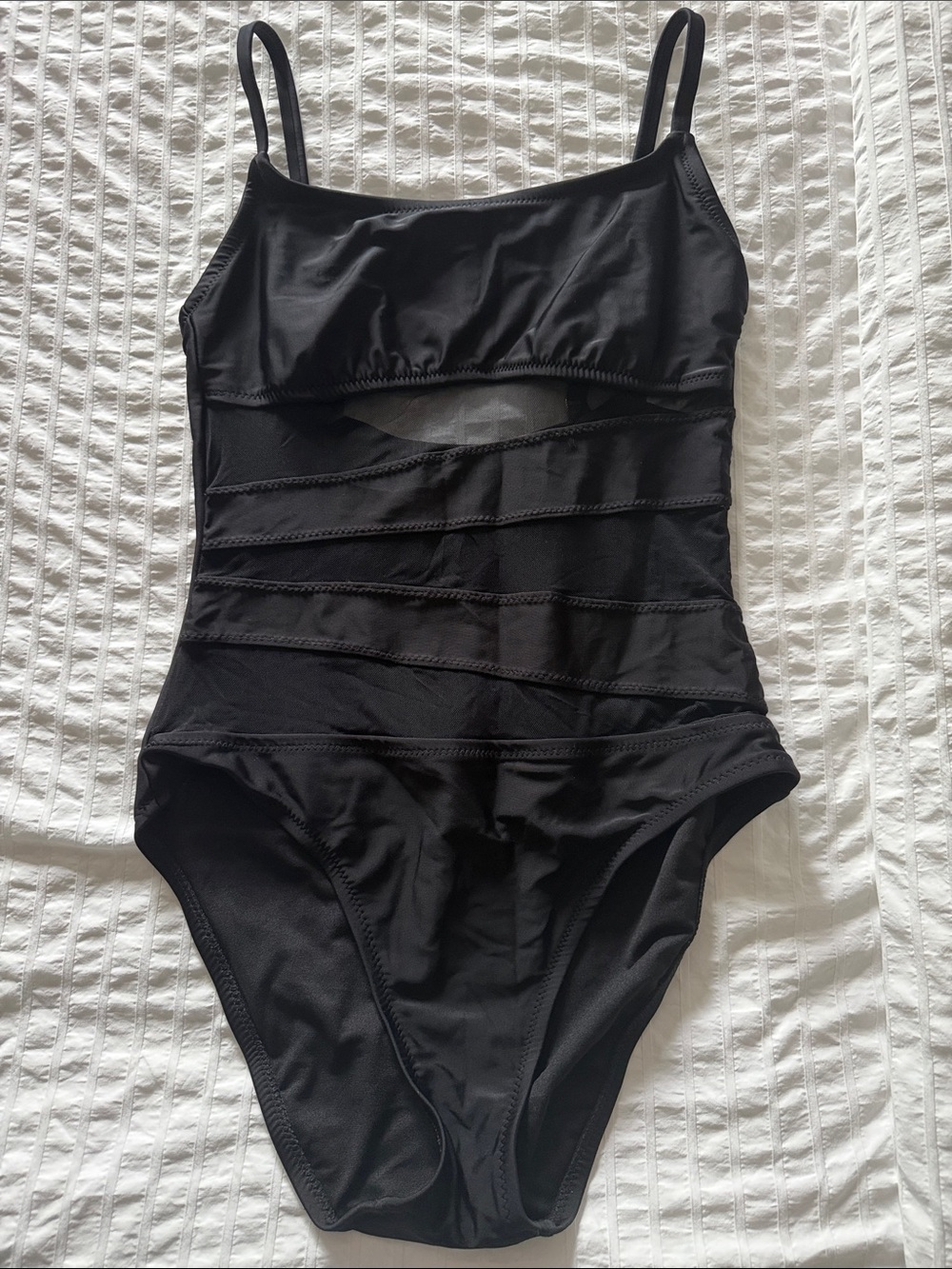Shade & Shore Black One-Piece Swimsuit with Sheer Panel Accents